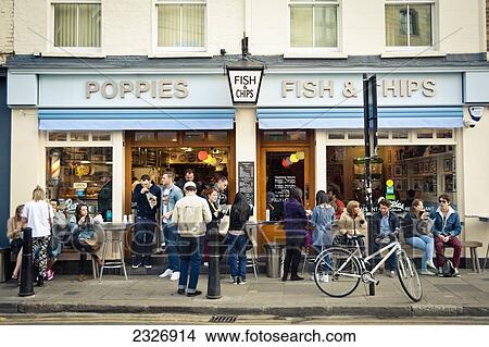 UK, England, Fish & Chips shop in Spitalfields; London View Large Photo Image Picture - UK, England, Fish & Chips shop in Spitalfields; London. Fotosearch