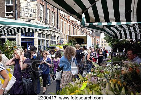 Stock Photo - UK, England, Hackney; London, Columbia Road Flower Market. Fotosearch