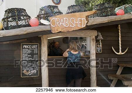 Stock Photograph - Uk, England, Isle Of Wight, Wheelers Crab Shed On Steephill Cove; Ventnor. Fotosearch