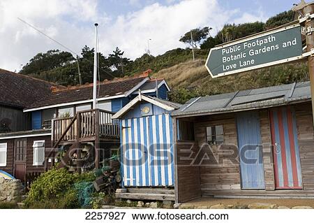 Stock Photo - Uk, England, Isle Of Wight, Wooden Buildings On Steephill Cove; Ventnor. Fotosearch
