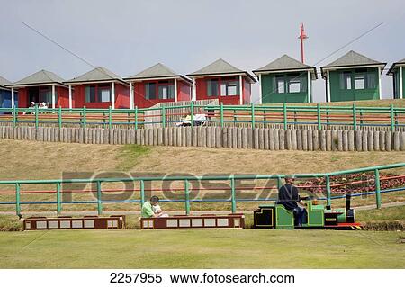 Stock Photography - Uk, England, Lincolnshire, Queens Park Beach Huts; Mablethorpe. Fotosearch
