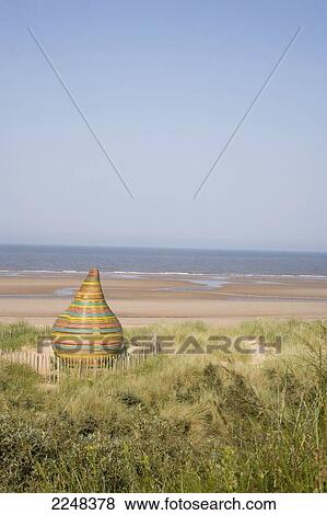 Stock Photo - Uk, England, Lincolnshire, View Of Beach Hut Called Jabba Hut; Mablethorpe. Fotosearch