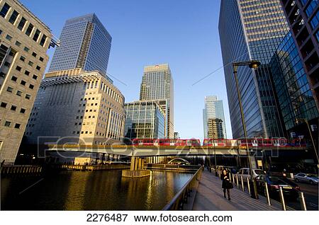 Stock Photo - Uk, England, London, Canary Wharf Isle Of Dogs Docklands Rail.. Fotosearch