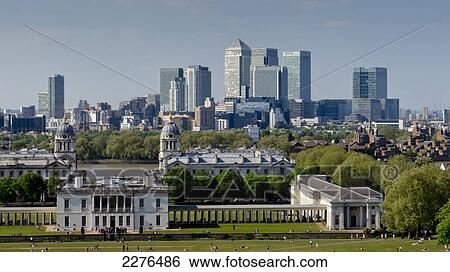 Uk, England, London, Canary Wharf Isle Of Dogs From Greenwich. View Large Photo Image Stock Photograph - Uk, England, London, Canary Wharf Isle Of Dogs From Greenwich.. Fotosearch