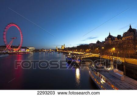 UK, England, London, View across Thames towards London Eye and Houses of Parliament; Westminster View Large Photo Image Stock Image - UK, England, London, View across Thames towards London Eye and Houses of Parliament; Westminster. Fotosearch
