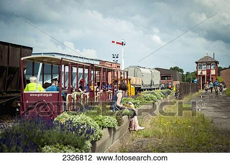Stock Image - UK, England, Midland Railway; Derbyshire, Train attraction at Indietracks Festival. Fotosearch