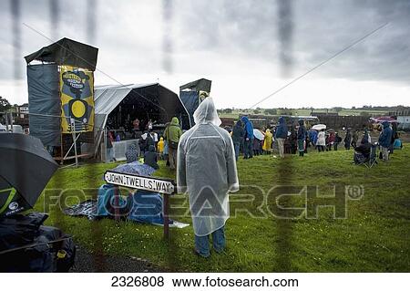 Stock Photo - UK, England, Midland Railway; Derbyshire, Rainy day at Indietracks Festival. Fotosearch