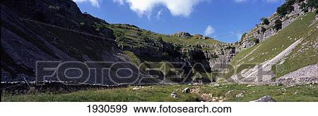 Stock Photo - UK, England, near Malham; North Yorkshire, Gordale Scar. Fotosearch