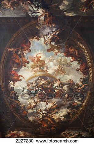 Stock Image - UK, England, part of Old Royal Naval College Buildings in Greenwich; London, Painted Hall. Fotosearch