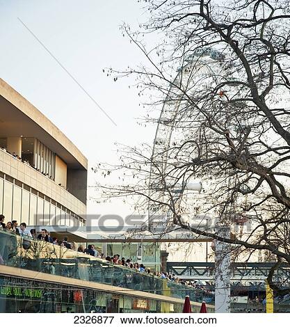 Stock Photo - UK, England, People having drink at Royal Festival Hall; London. Fotosearch