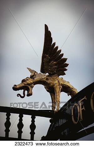 UK, England, Richmond; London, Richmond Park, Detail of a winged dragon View Large Photo Image Stock Image - UK, England, Richmond; London, Richmond Park, Detail of a winged dragon. Fotosearch