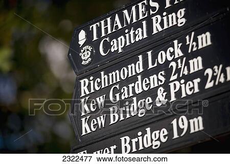 UK, England, Richmond; London, Richmond Park, Direction sign View Large Photo Image Stock Photo - UK, England, Richmond; London, Richmond Park, Direction sign. Fotosearch