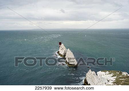 Stock Photo - Uk, England, Scenic View Of The Needles; Isle Of Wight. Fotosearch
