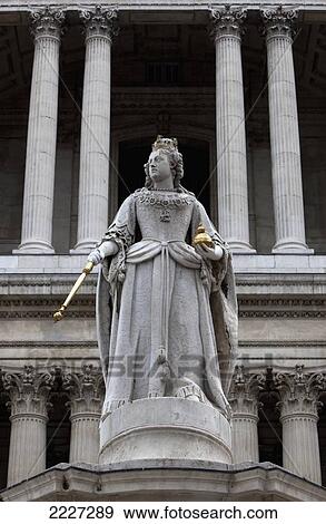 UK, England, Statue of Queen Anne surveys St Paul's Churchyard outside of St Paul's Cathedral in City of London; London View Large Photo Image Stock Photo - UK, England, Statue of Queen Anne surveys St Paul's Churchyard outside of St Paul's Cathedral in City of London; London. Fotosearch