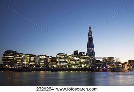 UK, England, The Shard skyscraper and modern buildings on South Bank of River Thames; London View Large Photo Image Picture - UK, England, The Shard skyscraper and modern buildings on South Bank of River Thames; London. Fotosearch