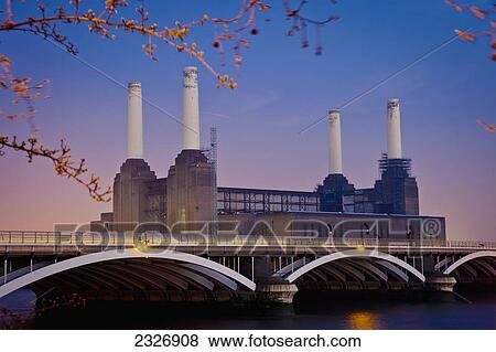 Stock Photo - UK, England, View of Battersea Power Station from Chelsea Bridge; London. Fotosearch