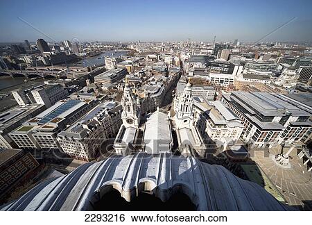 Stock Photograph - UK, England, View over London from roof of St Paul's Cathedral; London. Fotosearch