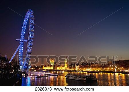 UK, England, Views of London Eye and Westminster at night; London View Large Photo Image Stock Image - UK, England, Views of London Eye and Westminster at night; London. Fotosearch