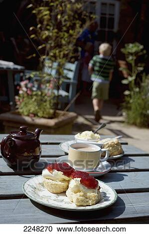 Uk, England, West Dorset, Cream Tea At Downhouse Farm; Eype View Large Photo Image Stock Image - Uk, England, West Dorset, Cream Tea At Downhouse Farm; Eype. Fotosearch