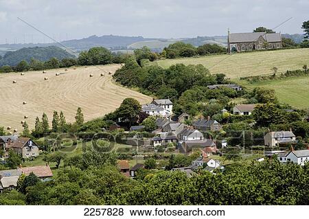 Stock Photo - Uk, England, West Dorset, Small Village At Jurassic Coast; Eype. Fotosearch