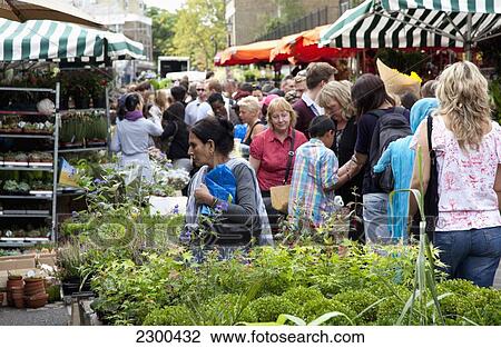 Stock Image - UK, Hackney; London, Columbia Road Flower Market. Fotosearch