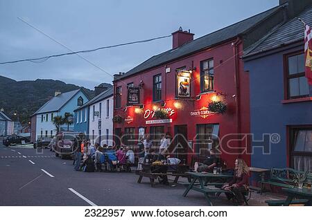 UK, Ireland, County Cork, Allihies, Pubs at dusk View Large Photo Image Stock Photo - UK, Ireland, County Cork, Allihies, Pubs at dusk. Fotosearch