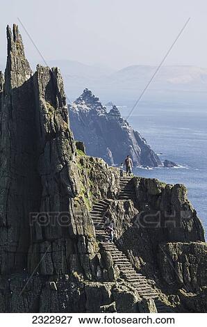 Stock Photo - UK, Ireland, County Kerry, Skellig Islands, View of Little Skellig from Skellig Michael. Fotosearch