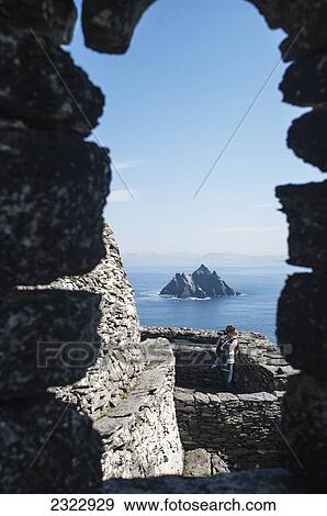 Stock Photo - UK, Ireland, County Kerry, Skellig Islands, View of Little Skellig from Skellig Michael. Fotosearch