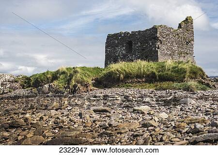 Stock Photo - UK, Ireland, County Kerry, Ballinskelligs Castle. Fotosearch