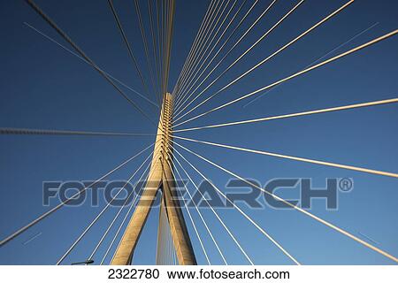 Stock Image - UK, Ireland, County Waterford, Waterford, Bridge on River Suir, Low angle view of pylon. Fotosearch