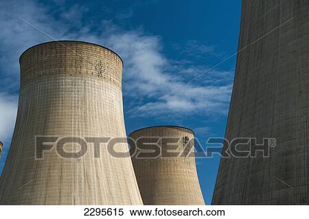 Stock Photography - UK, Large cooling towers from Ratcliffe-on-Soar power station; Nottinghamshire. Fotosearch