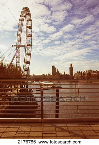 Uk London, Hungerford Footbridge, Houses Of Parliament And Millenium Wheel View Large Photo Image Stock Photograph - Uk London, Hungerford Footbridge, Houses Of Parliament And Millenium Wheel. Fotosearch