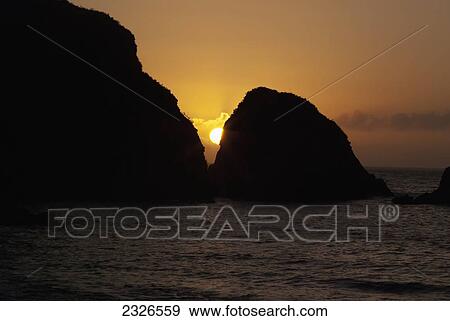 UK, North Devon, Orange sunset at sea; Lee View Large Photo Image Stock Photo - UK, North Devon, Orange sunset at sea; Lee. Fotosearch