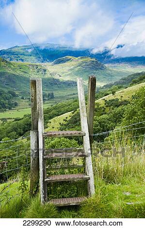 UK, North Wales, Snowdonia National Park, on country trail; Nantgwynant, Style over fence View Large Photo Image Stock Image - UK, North Wales, Snowdonia National Park, on country trail; Nantgwynant, Style over fence. Fotosearch