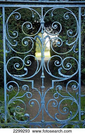 Uk, Rousham Gardens; Oxfordshire, Wrought Iron Gate View Large Photo Image Stock Image - Uk, Rousham Gardens; Oxfordshire, Wrought Iron Gate. Fotosearch