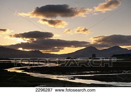 UK, Scotland, Argyll and Bute, Castle Stalker at dusk; Appin View Large Photo Image Stock Photo - UK, Scotland, Argyll and Bute, Castle Stalker at dusk; Appin. Fotosearch