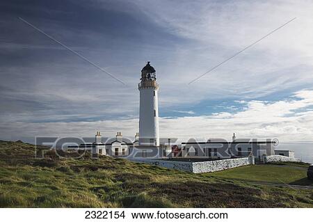 Picture - UK, Scotland, Dumfries and Galloway, White lighthouse on coast. Fotosearch