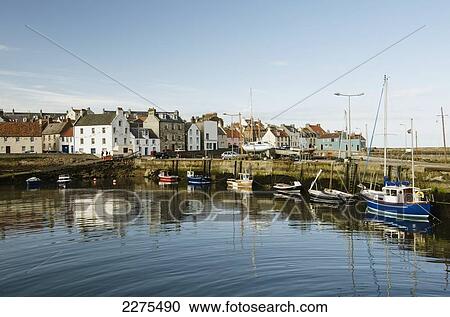 Stock Image - Uk, Scotland, Fife, East Neuk, Sailing Boats; St Monans. Fotosearch
