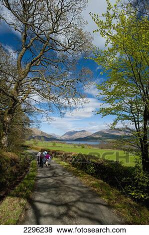 UK, Scotland, Group of walkers down small country lane to Loch Creran; Argyll and Bute View Large Photo Image Stock Photo - UK, Scotland, Group of walkers down small country lane to Loch Creran; Argyll and Bute. Fotosearch