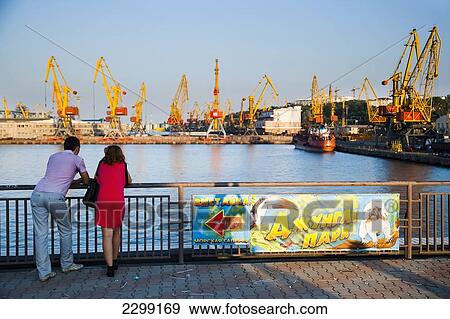Ukraine, Shipping cargo cranes in distance at Odessa port; Odessa View Large Photo Image Stock Photo - Ukraine, Shipping cargo cranes in distance at Odessa port; Odessa. Fotosearch
