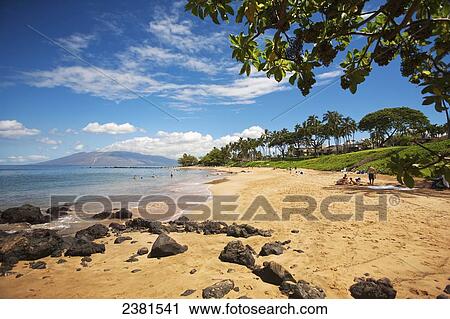 Stock Image - Ulua Beach; Wailea, Maui, Hawaii, United States of America. Fotosearch