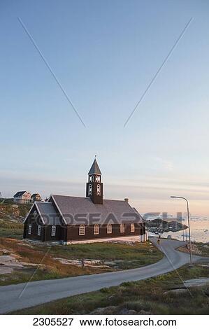 Stock Photo - Unesco World Heritage Site; Greenland, Zion Church built in 1782; Ilulissat (Jakobshavn). Fotosearch