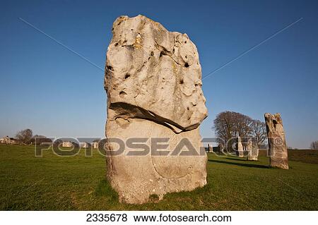 Stock Photo - Unesco World Heritage Site Is Neolithic Henge Monument Containing 3 Stone Circles Around Village; Avebury, Wiltshire, England, Uk. Fotosearch