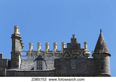 Stock Image - Unique architecture on the roof of a building; Scottish Borders, Scotland. Fotosearch