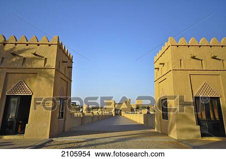 Picture - United Arab Emirates, Abu Dahbi, Liwa desert, Qasr al Sarab hotel entrance bridge. Fotosearch