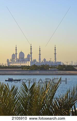 United Arab Emirates, Abu Dahbi, View of Shaikh Zayed Bin Sultan Al Nahyan Mosque from Shangri-la Hotel View Large Photo Image Stock Image - United Arab Emirates, Abu Dahbi, View of Shaikh Zayed Bin Sultan Al Nahyan Mosque from Shangri-la Hotel. Fotosearch