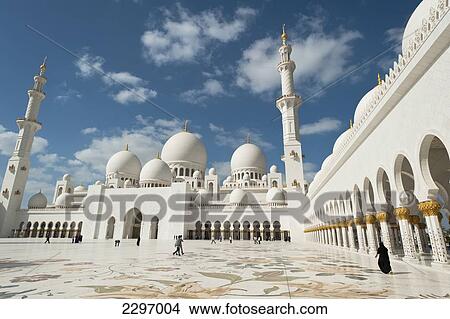 United Arab Emirates, Courtyard of Sheikh Zayed Grand Mosque; Abu Dhabi View Large Photo Image Picture - United Arab Emirates, Courtyard of Sheikh Zayed Grand Mosque; Abu Dhabi. Fotosearch