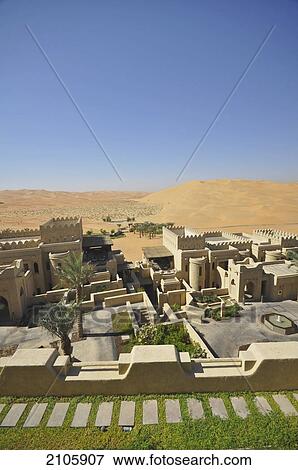 Stock Photo - United Arab Emirates, Courtyard Qasr al Sarab; Abu Dhabi. Fotosearch