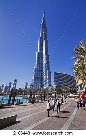 Stock Image - United Arab Emirates, Dubai; Dubai, View of Burj Khalifa hotel. Fotosearch