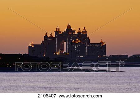 United Arab Emirates, View of Atlantis Hotel at dusk; Dubai View Large Photo Image Stock Photo - United Arab Emirates, View of Atlantis Hotel at dusk; Dubai. Fotosearch